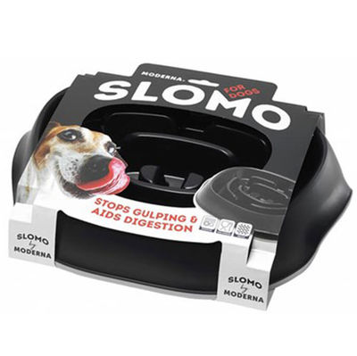 Moderna Slomo Orta ve Büyük Irk Köpek Yavaş Yeme Mama Kabı 950 ML ( Siyah )