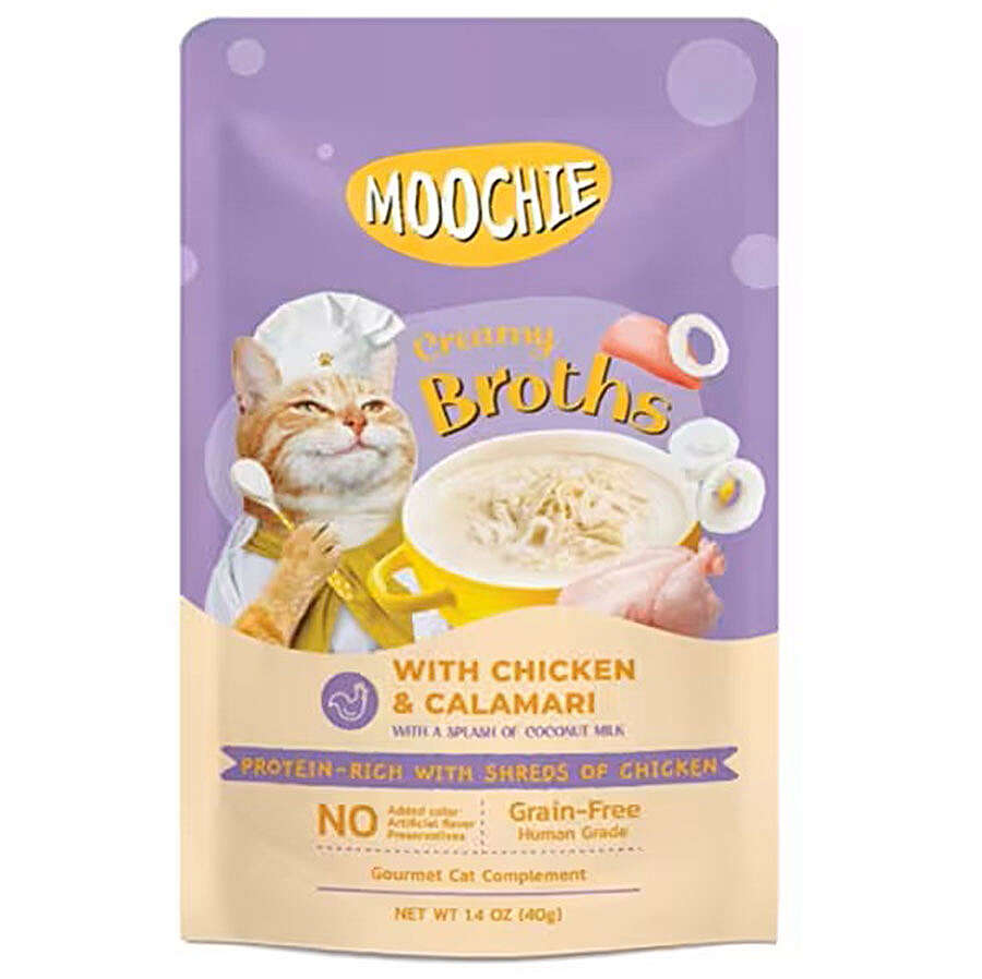 Moochie Tavuk Etli ve Kalamarlı Tahılsız Kedi Çorbası 40 Gr
