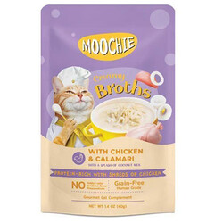 Moochie - Moochie Tavuk Etli ve Kalamarlı Tahılsız Kedi Çorbası 40 Gr