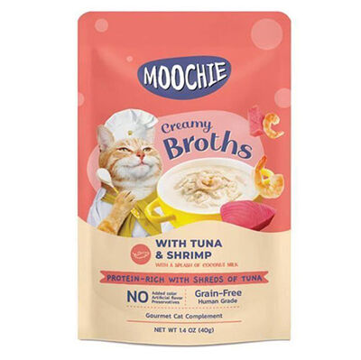 Moochie Ton Balıklı ve Karidesli Tahılsız Kedi Çorbası 40 Gr