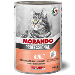 Morando - Morando Parça Etli Somon ve Karides Kedi Konservesi 405 Gr