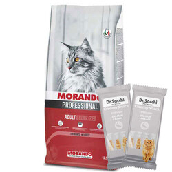 Morando - Morando Professional Sterilised Kısırlaştırılmış Kedi Maması 12,5 Kg + 5 Adet Dr Sacchi 4 lü Creamy Ödül