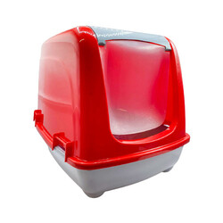 Multi Magic - Multi Magic Filtreli Kapalı Kedi Tuvaleti + Kürek - Kırmızı