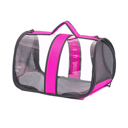 Multi Magic Fly Bag Kedi ve Küçük Irk Köpek Şeffaf Taşıma Çantası - Flamingo - Thumbnail