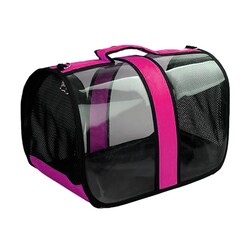 Multi Magic - Multi Magic Fly Bag Kedi ve Küçük Irk Köpek Şeffaf Taşıma Çantası - Flamingo
