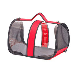 Multi Magic Fly Bag Kedi ve Küçük Irk Köpek Şeffaf Taşıma Çantası - Kırmızı - Thumbnail