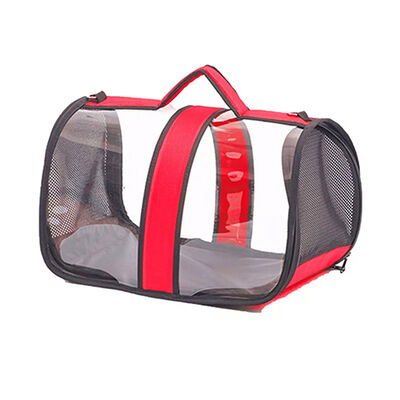 Multi Magic Fly Bag Kedi ve Küçük Irk Köpek Şeffaf Taşıma Çantası - Kırmızı