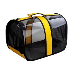 Multi Magic - Multi Magic Fly Bag Kedi ve Küçük Irk Köpek Şeffaf Taşıma Çantası - Sarı
