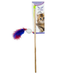 Multi Magic Peluş Plastik Uçlu Sesli Ahşap Kedi Oltası - Multi Magic