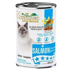 Multi Magic Somonlu Soslu Parça Etli Kedi Konservesi 400 Gr - Multi Magic