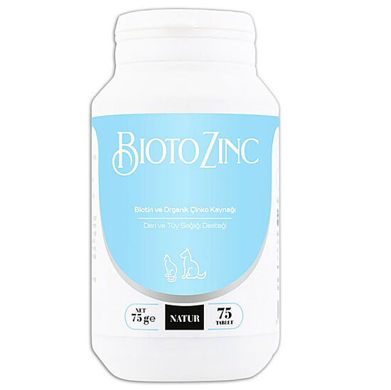 Natur Bioto Zinc Biotin Deri ve Tüy Sağlığı Kedi ve Köpek Vitamini ( 75 Tab. ) - 1
