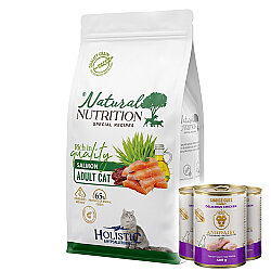 Natural Nutrition Somonlu Kedi Maması 12 Kg + 3 Adet Animarie Konserve 400 Gr - Natural Nutrition