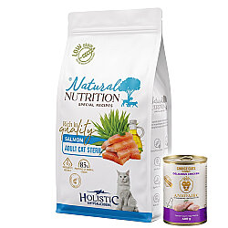 Natural Nutrition Somonlu Kısırlaştırılmış Kedi Maması 2 Kg + Animarie Konserve 400 Gr - Natural Nutrition