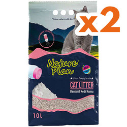Nature Plan - Nature Plan İnce Taneli Pudralı Bentonit Kedi Kumu 10 Lt x 2 Adet