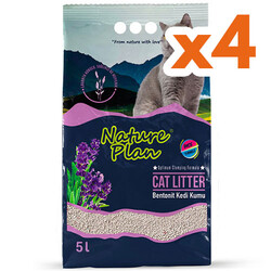 Nature Plan - Nature Plan Kalın Taneli Lavanta Kokulu Bentonit Kedi Kumu 5 Lt x 4 Adet
