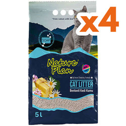 Nature Plan - Nature Plan Kalın Taneli Marsilya Kokulu Bentonit Kedi Kumu 5 Lt x 4 Adet