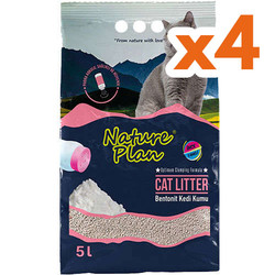 Nature Plan - Nature Plan Kalın Taneli Pudralı Bentonit Kedi Kumu 5 Lt x 4 Adet