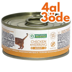 Natures Protection Tahılsız Tavuk ve Ringa Balıklı Kedi Konservesi 100 Gr - 4 Al 3 Öde - Natures Protection