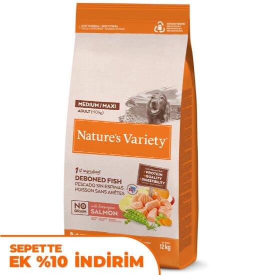 Natures Variety Medium Maxi Orta ve Büyük Irk Somonlu Tahılsız Köpek Maması 12 Kg - 1