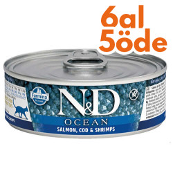 ND 2000 Ocean Somon Morina Balıklı ve Karides Kedi Konservesi 80 Gr - 6 Al 5 Öde - N&D