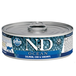 ND 2000 Ocean Somon Morina Balıklı ve Karides Kedi Konservesi 80 Gr - N&D