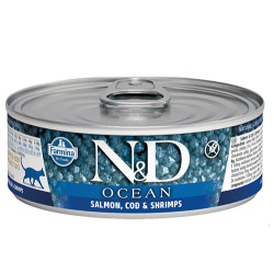 N&D (Naturel&Delicious) - ND 2000 Ocean Somon Morina Balıklı ve Karides Kedi Konservesi 80 Gr