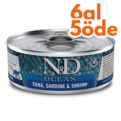 ND 2017 Ocean Ton Balığı, Sardalya ve Karidesli Kedi Konservesi 80 Gr - 6 Al 5 Öde - N&D