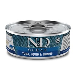 ND 2024 Ocean Ton Balığı, Mürekkep Balığı ve Karides Kedi Konservesi 80 Gr - N&D
