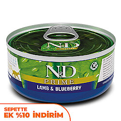ND 2062 Prime Kuzu Etli ve Yaban Mersinli Kedi Konservesi 70 Gr - N&D