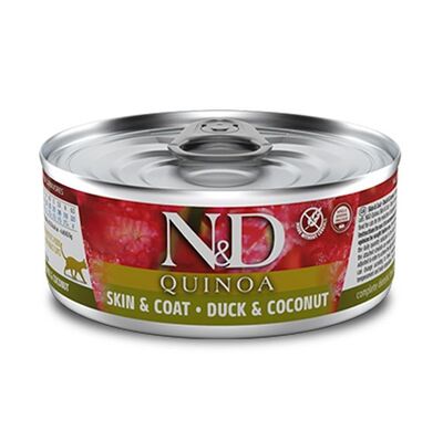 ND 2147 Quinoa Skin&Coat Deri Tüy Sağlığı için Kinoa, Ördek ve H. Cevizli Kedi Konservesi 80 Gr
