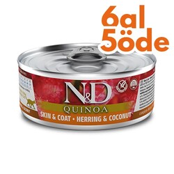 ND 2154 Quinoa Skin&Coat Deri Tüy Sağlığı için Kinoa, R.Balığı ve H. Cevizli Kedi Konservesi 80 Gr - 6 Al 5 Öde - N&D