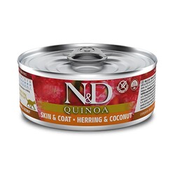 ND 2154 Quinoa Skin&Coat Deri Tüy Sağlığı için Kinoa, R.Balığı ve H. Cevizli Kedi Konservesi 80 Gr - N&D