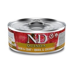 N&D (Naturel&Delicious) - ND 2161 Quinoa Skin&Coat Deri Tüy Sağlığı için Kinoa, Bıldırcın, H. Cevizli Kedi Konservesi 80 Gr