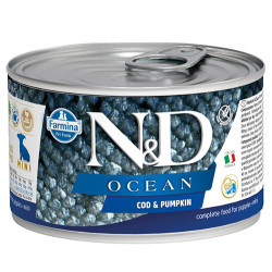 N&D (Naturel&Delicious) - ND 2208 Mini Ocean Morina Balık ve Balkabaklı Köpek Konservesi 140 Gr