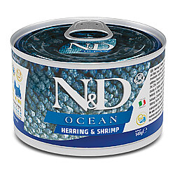 ND 2215 Mini Ocean Ringa Balıklı ve Karidesli Köpek Konservesi 140 Gr - N&D