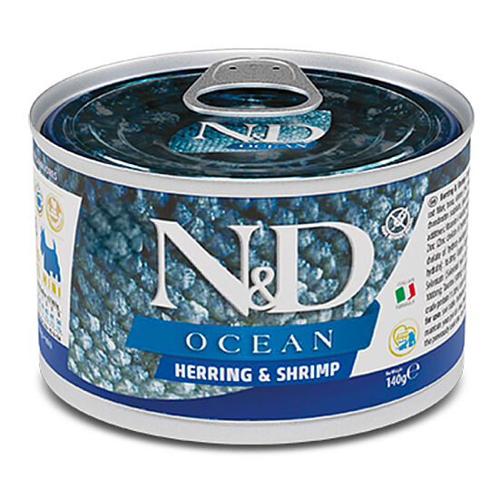 ND 2215 Mini Ocean Ringa Balıklı ve Karidesli Köpek Konservesi 140 Gr - 1
