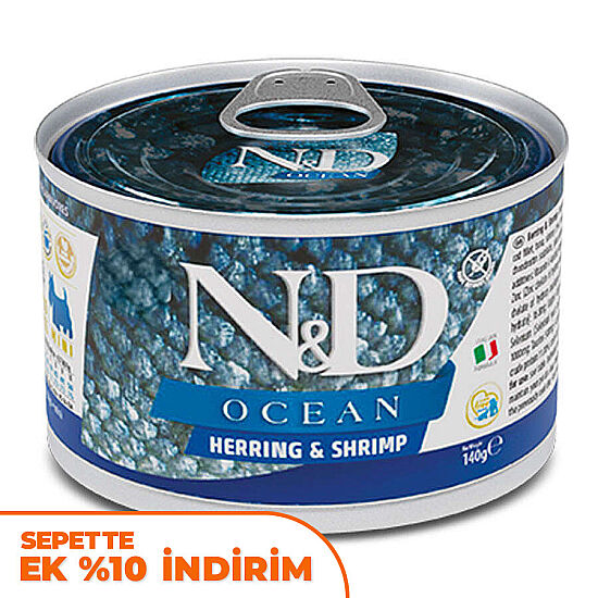 ND 2215 Mini Ocean Ringa Balıklı ve Karidesli Köpek Konservesi 140 Gr - 1