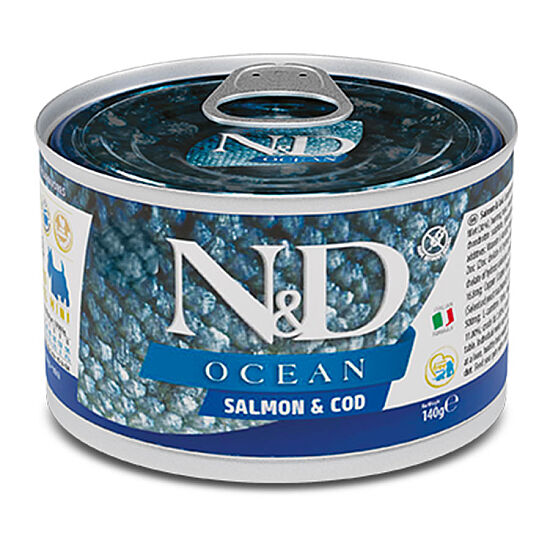 ND 2222 Mini Ocean Somon ve Morina Balıklı Köpek Konservesi 140 Gr - 1