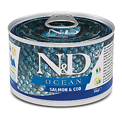 ND 2222 Mini Ocean Somon ve Morina Balıklı Köpek Konservesi 140 Gr - N&D