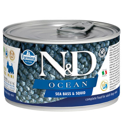 ND 2239 Mini Ocean Levrek ve Mürekkep Balığı Köpek Konservesi 140 Gr