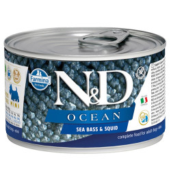 N&D (Naturel&Delicious) - ND 2239 Mini Ocean Levrek ve Mürekkep Balığı Köpek Konservesi 140 Gr