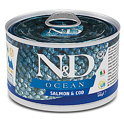 ND 2246 Mini Ocean Alabalık ve Somonlu Köpek Konservesi 140 Gr - N&D