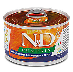 ND 2307 Puppy Mini Pumpkin Balkabak Kuzu ve Yaban Mersini Yavru Köpek Konservesi 140 Gr - N&D