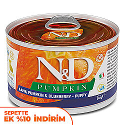ND 2307 Puppy Mini Pumpkin Balkabak Kuzu ve Yaban Mersini Yavru Köpek Konservesi 140 Gr - N&D