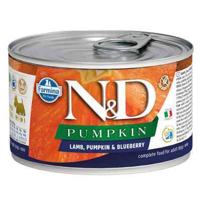 ND 2338 Mini Pumpkin Balkabaklı Kuzu Etli ve Yaban Mersini Köpek Konservesi 140 Gr