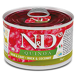 ND 2376 Quinoa Mini Skin&Coat Deri Tüy Sağlığı Kinoa, Ördek, H. Cevizli Köpek Konservesi 140 Gr - N&D