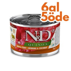 ND 2383 Quinoa Mini Skin&Coat Deri Tüy Sağlığı Kinoa, R.Balığı, H. Cevizli Köpek Konservesi 140 Gr - 6 Al 5 Öde - N&D