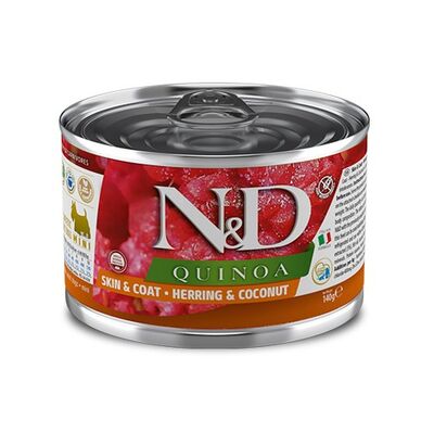 ND 2383 Quinoa Mini Skin&Coat Deri Tüy Sağlığı Kinoa, R.Balığı, H. Cevizli Köpek Konservesi 140 Gr