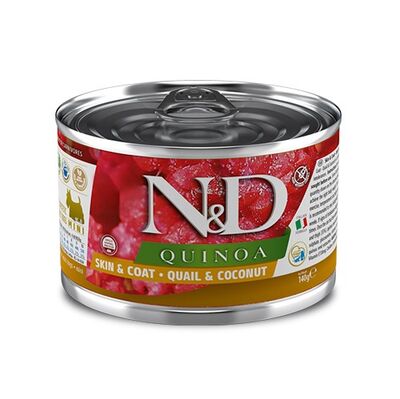 ND 2390 Quinoa Mini Skin&Coat Deri Tüy Sağlığı Kinoa, Bıldırcın, H. Cevizli Köpek Konservesi 140 Gr