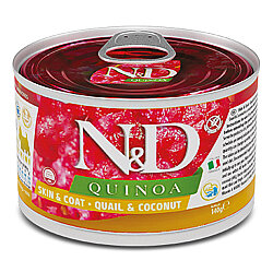 ND 2390 Quinoa Mini Skin&Coat Deri Tüy Sağlığı Kinoa, Bıldırcın, H. Cevizli Köpek Konservesi 140 Gr - N&D